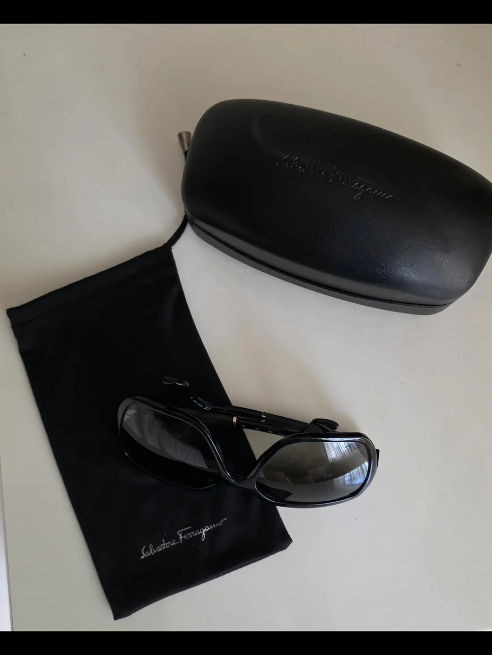 Salvatore Ferragamo SF765SL 001 Black Gancini Oversized Sunglasses